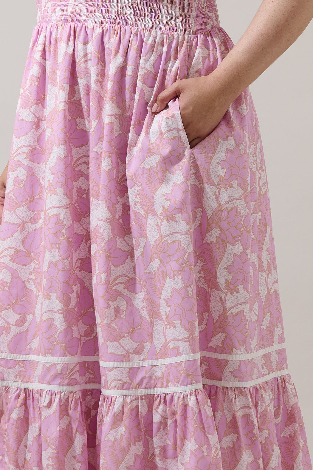 Daney Floral Ordy Smocked Midi Dress Curve