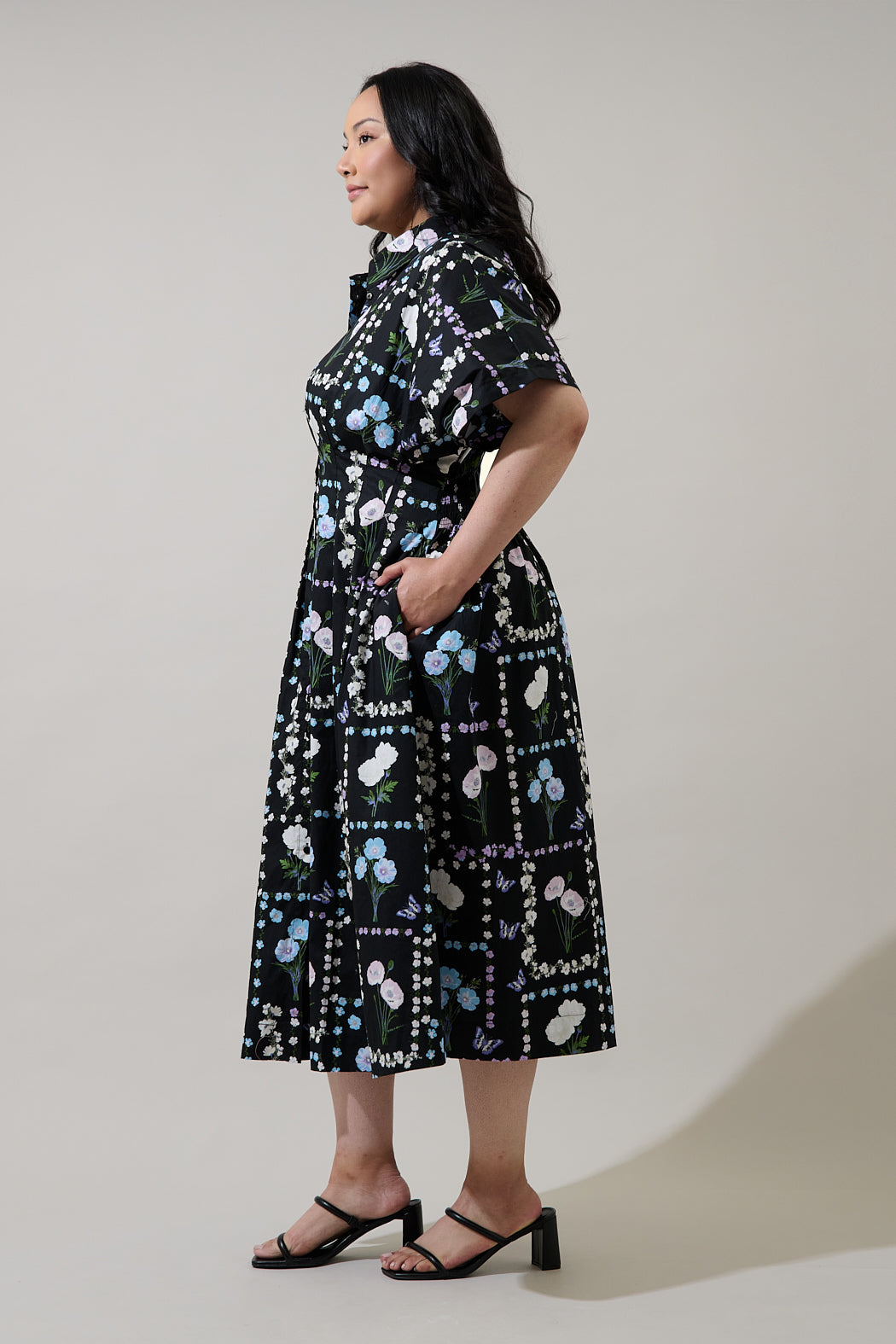 Wilderra Pleated Midi Dress Trevis Floral Curve