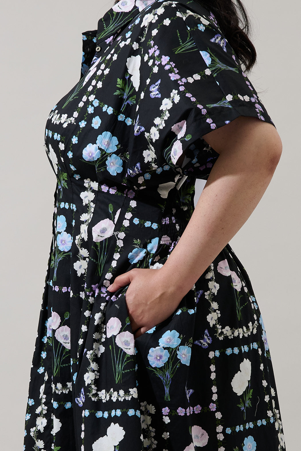 Wilderra Pleated Midi Dress Trevis Floral Curve
