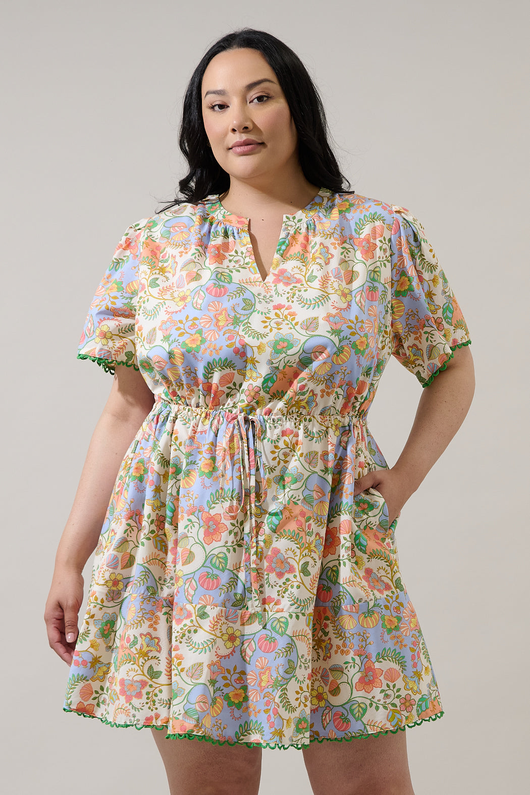 Zamara Floral Bouse Shift Mini Dress Curve