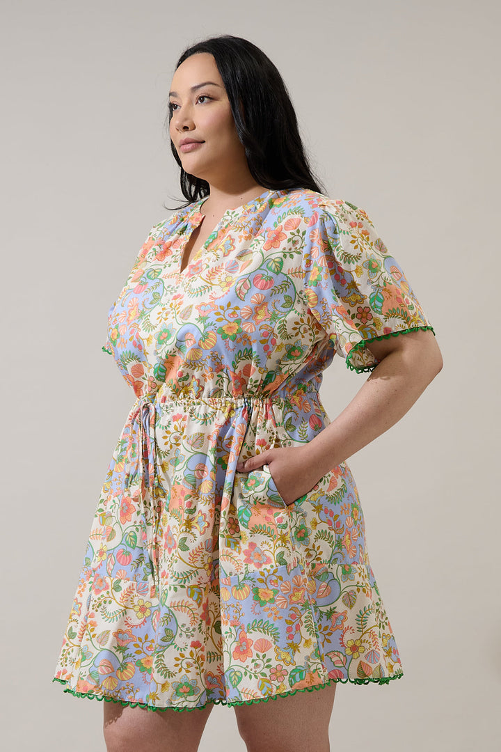 Zamara Floral Bouse Shift Mini Dress Curve