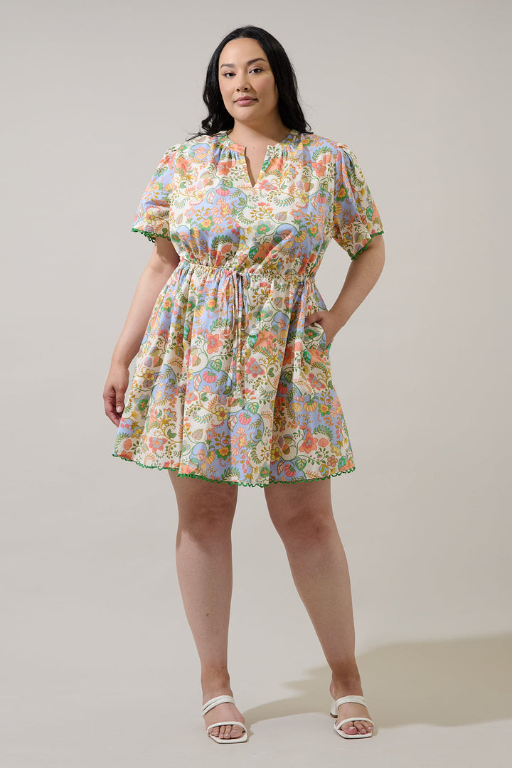 Zamara Floral Bouse Shift Mini Dress Curve