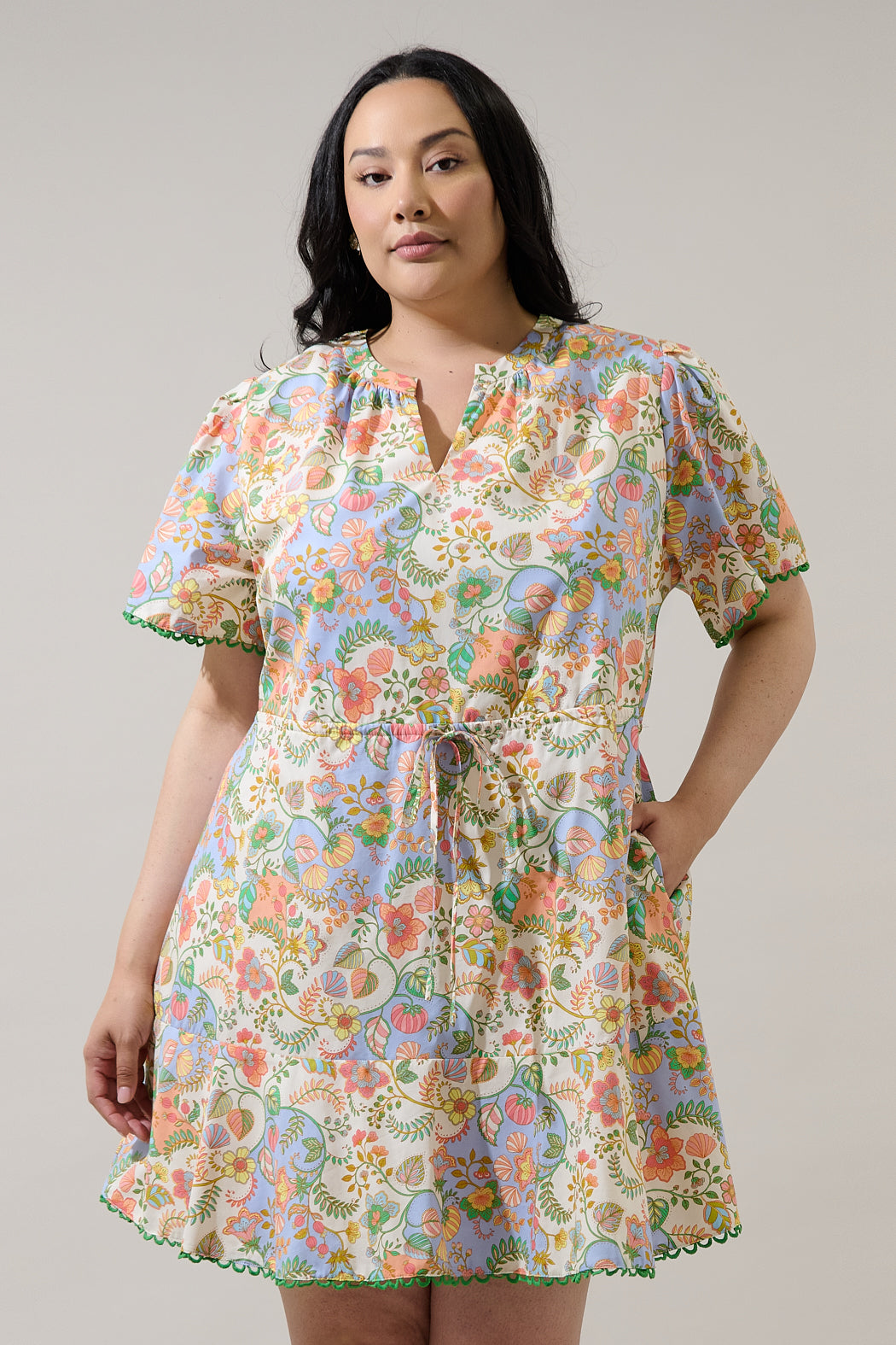Zamara Floral Bouse Shift Mini Dress Curve