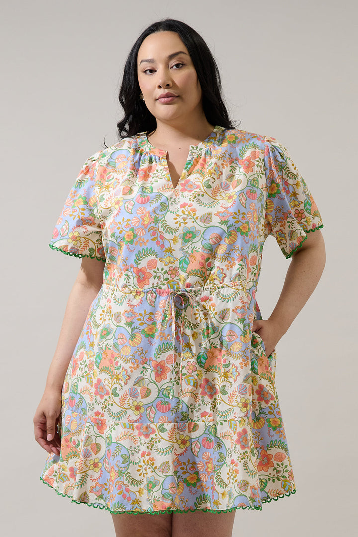 Zamara Floral Bouse Shift Mini Dress Curve