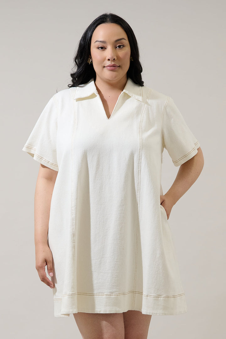 Rosalind Denim Shift Mini Dress Curve