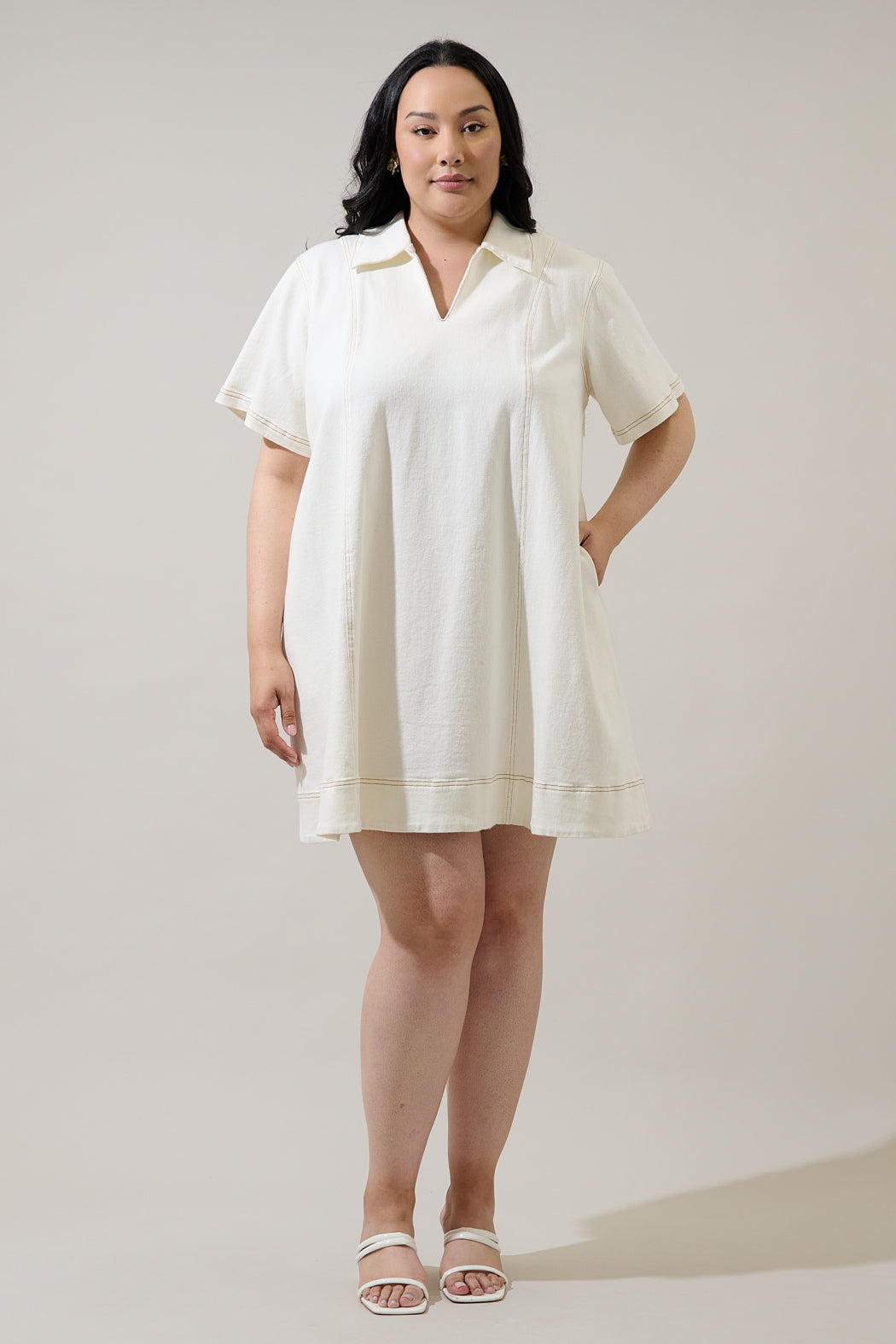 Rosalind Denim Shift Mini Dress Curve