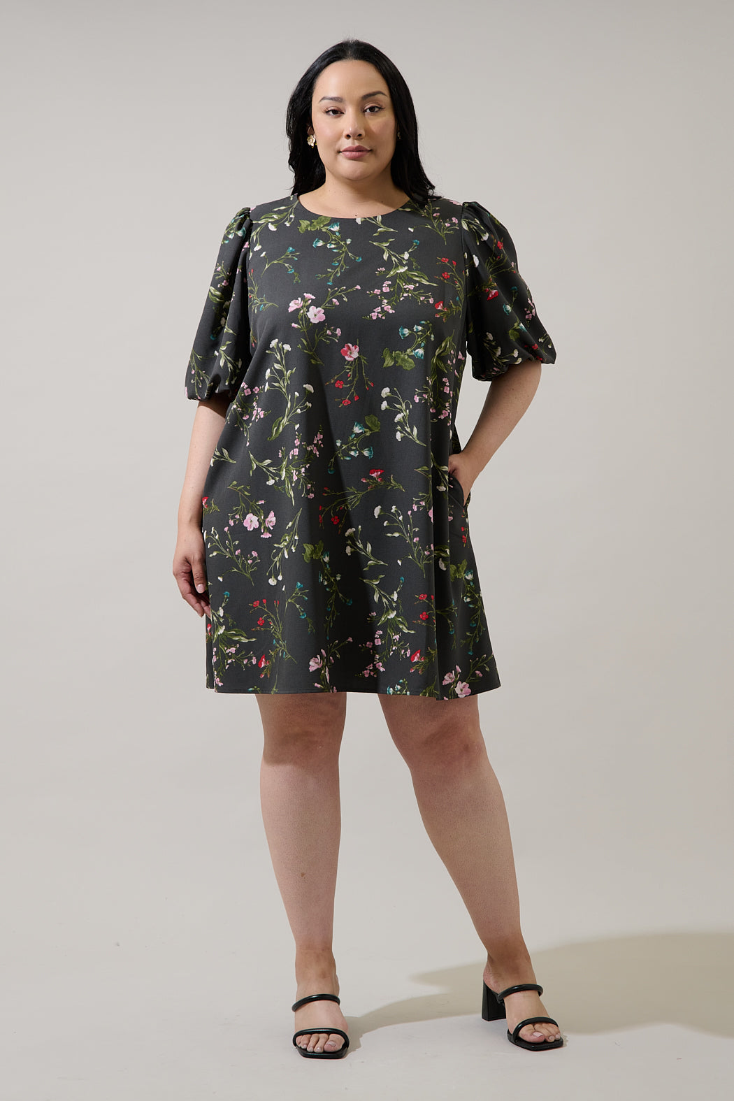 Jilly Floral Morrigan Shift Mini Dress Curve