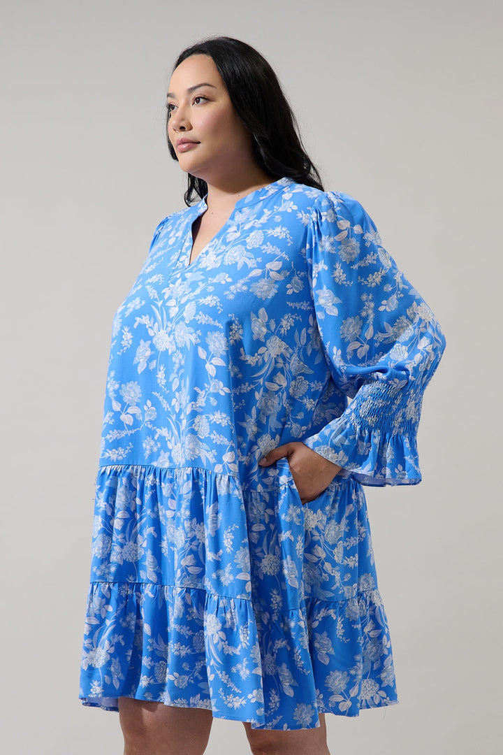 Odella Floral Anamy Shift Mini Dress Curve