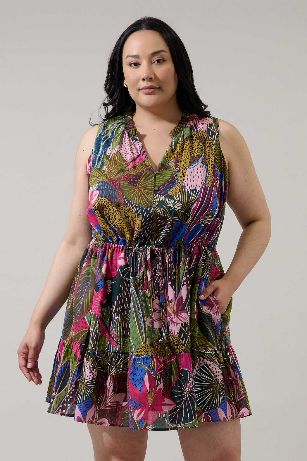 Itzel Shift Mini Dress Jenla Tropical Curve