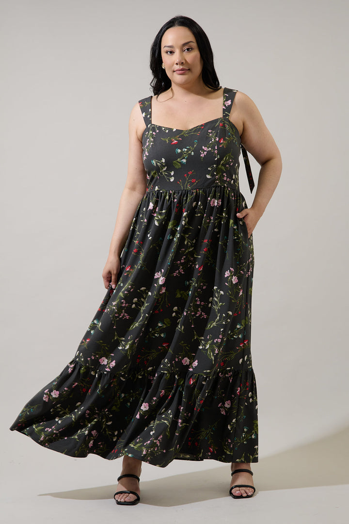 Jilly Floral Silda Smocked Maxi Dress Curve
