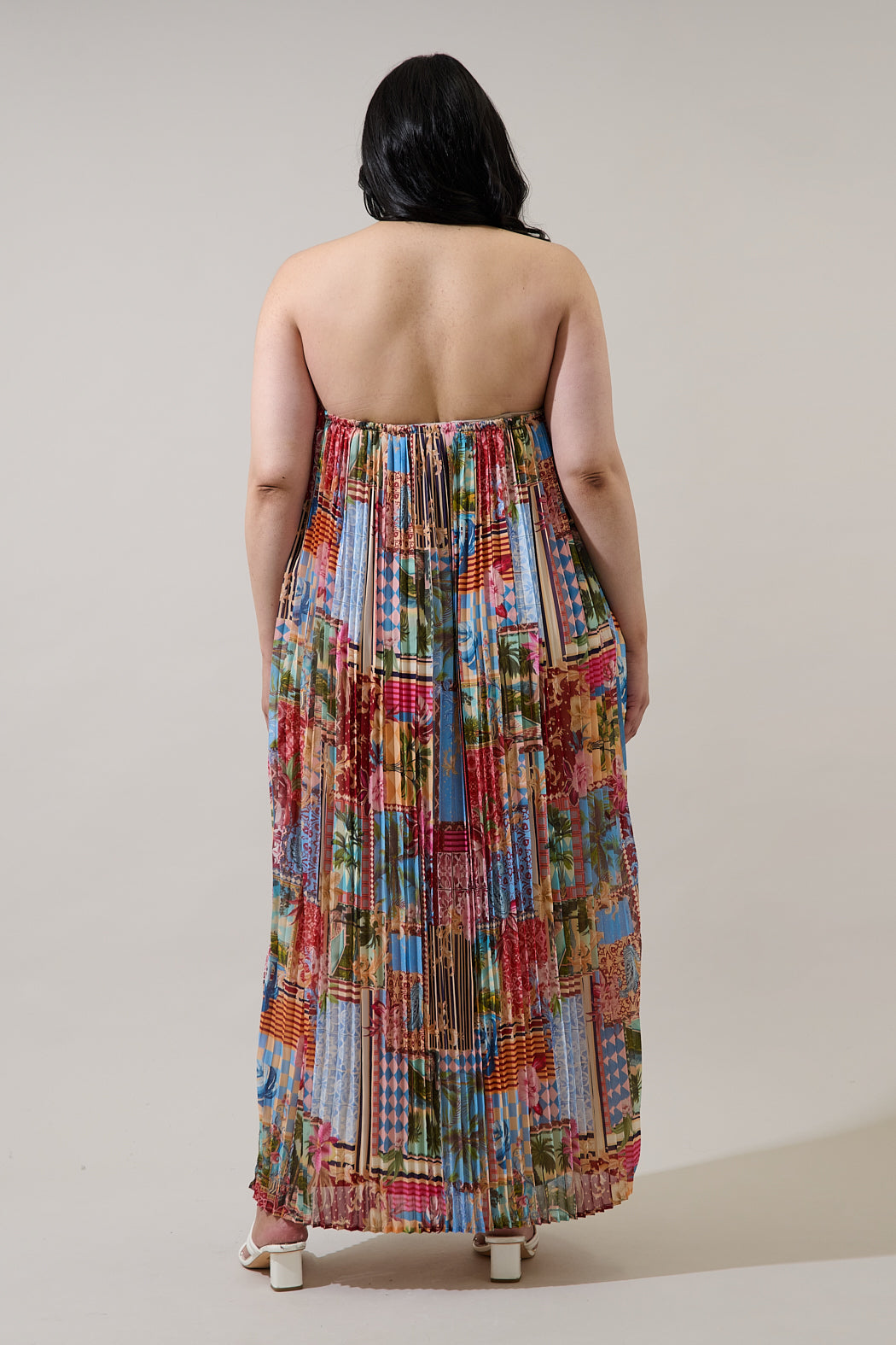 Melani Tropical Isabela Pleated Maxi Dress Curve