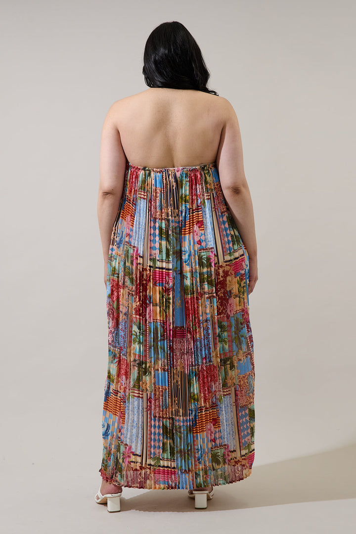 Melani Tropical Isabela Pleated Maxi Dress Curve