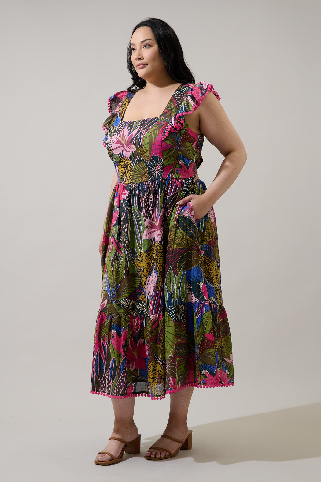 Maira Open Back Midi Dress Jenla Tropical Curve