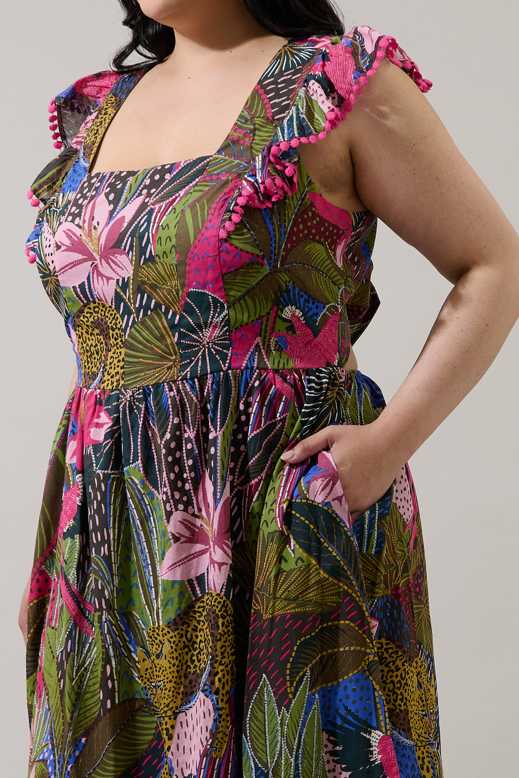 Maira Open Back Midi Dress Jenla Tropical Curve