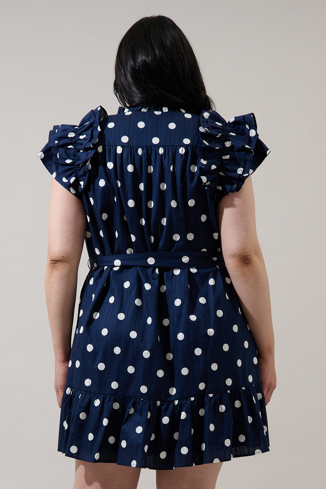 Caryn Polka Dot Ivona Ruffle Mini Dress Curve