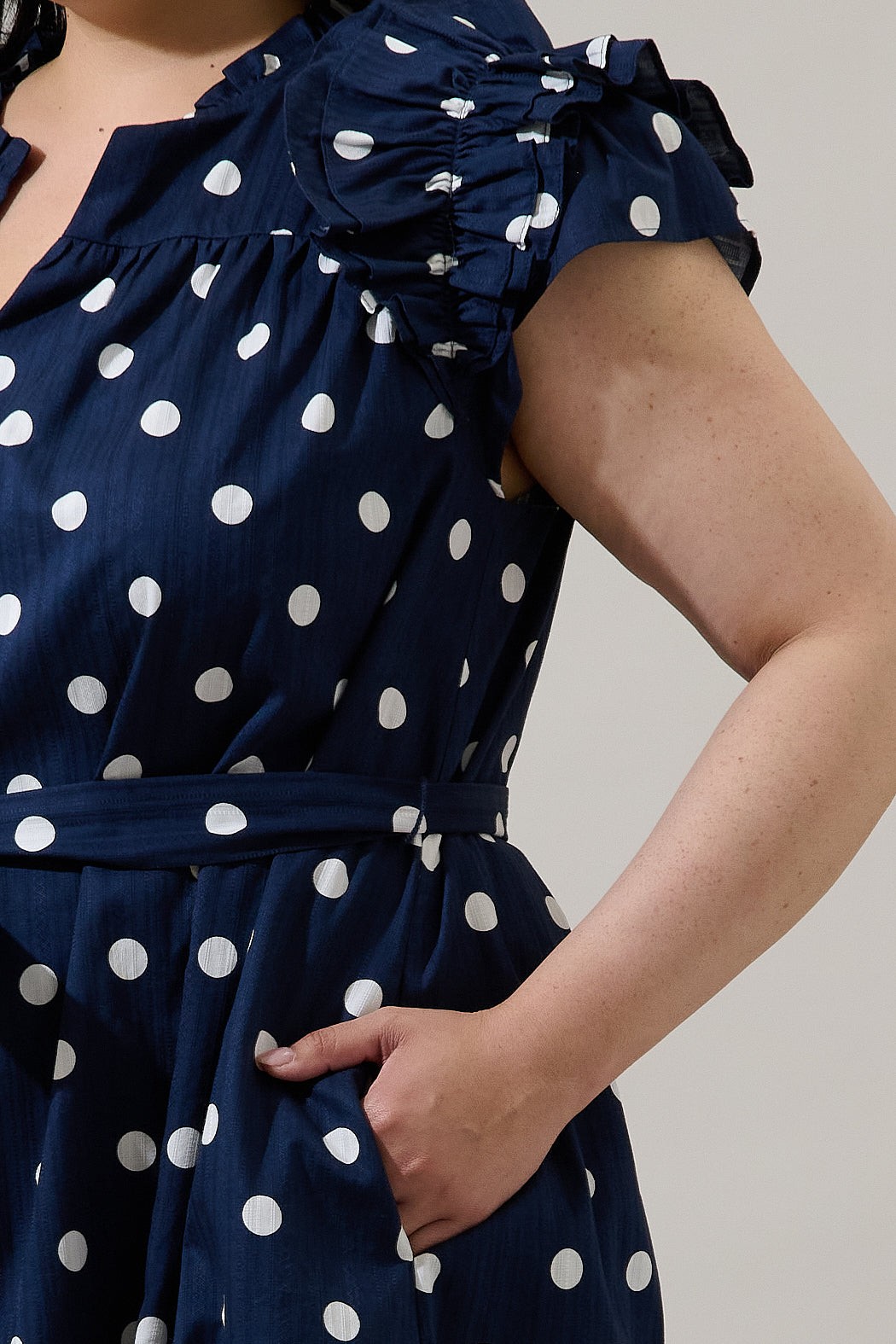Caryn Polka Dot Ivona Ruffle Mini Dress Curve