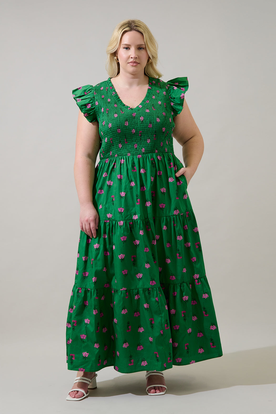 Sunfire Tiered Midi Dress Vivy Floral Curve