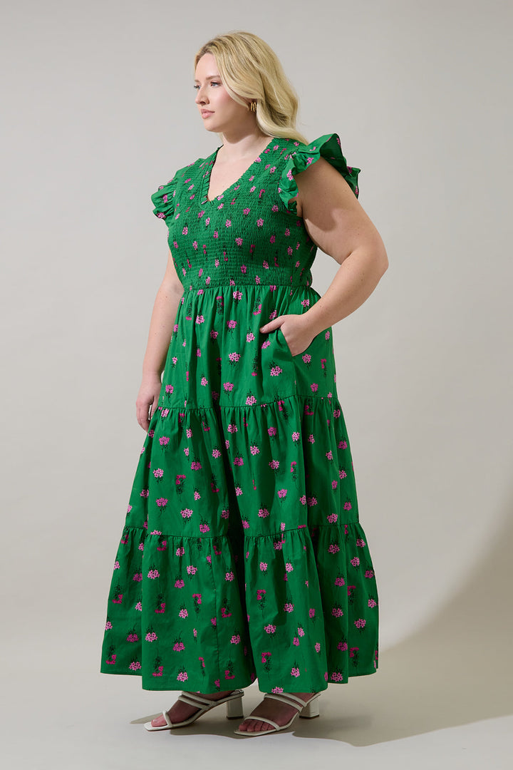 Sunfire Tiered Midi Dress Vivy Floral Curve