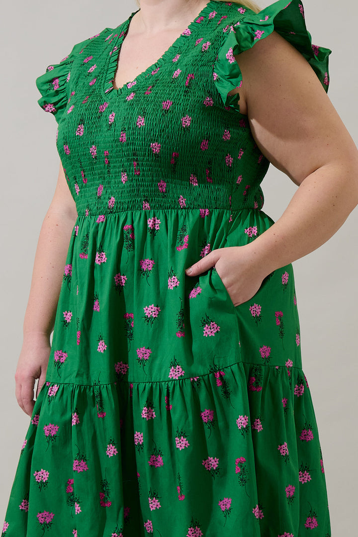Sunfire Tiered Midi Dress Vivy Floral Curve