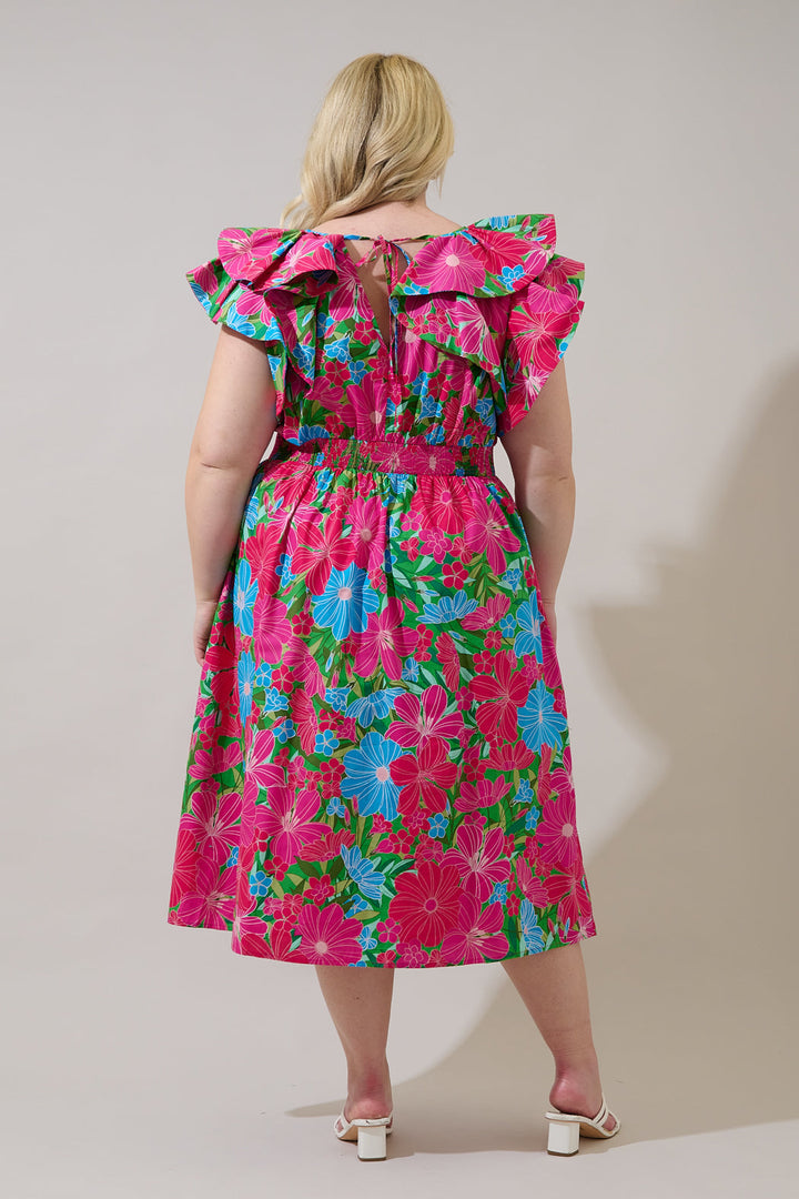 Santana Tie Back Midi Dress Mervy Floral Curve