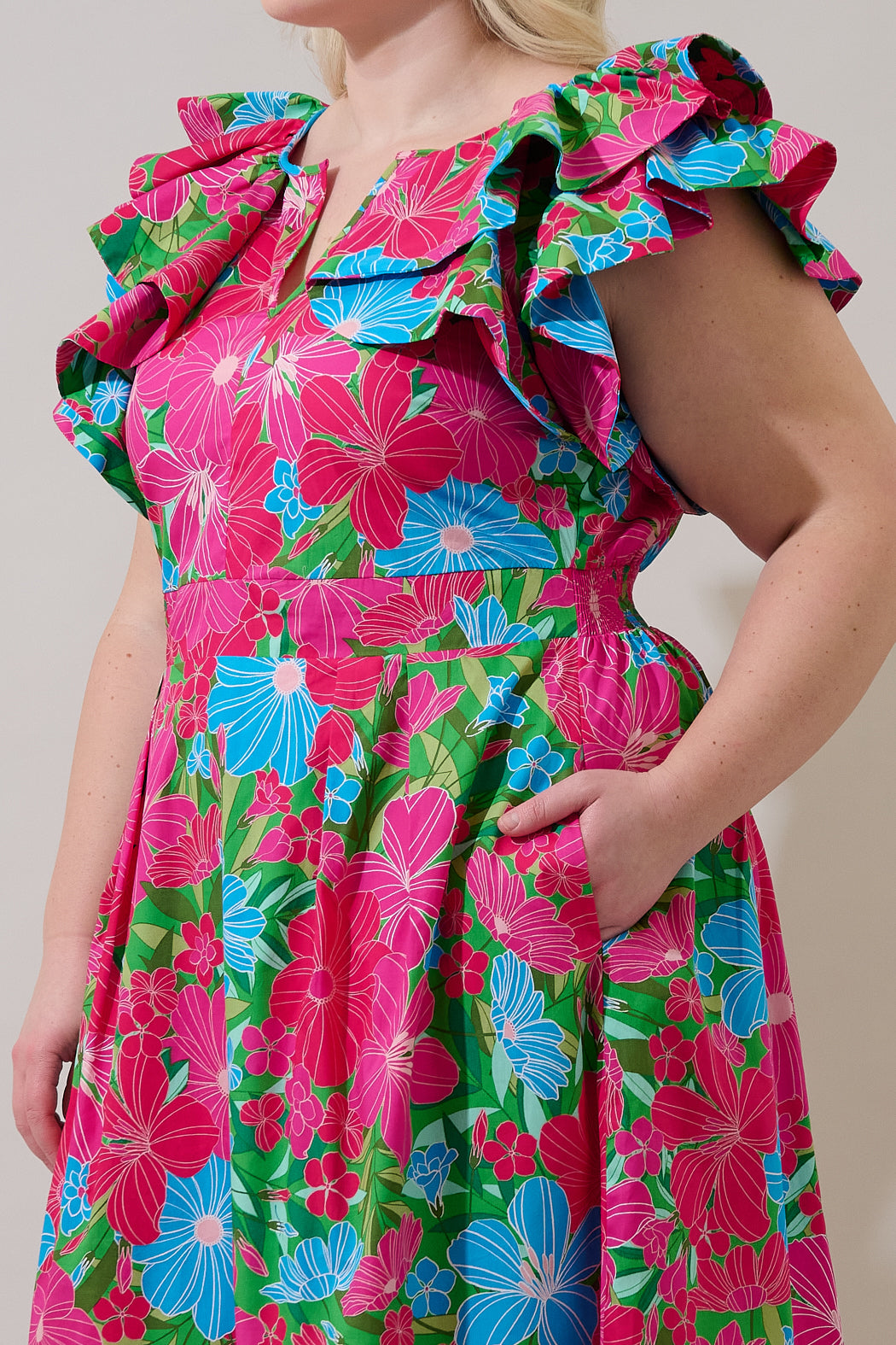 Santana Tie Back Midi Dress Mervy Floral Curve