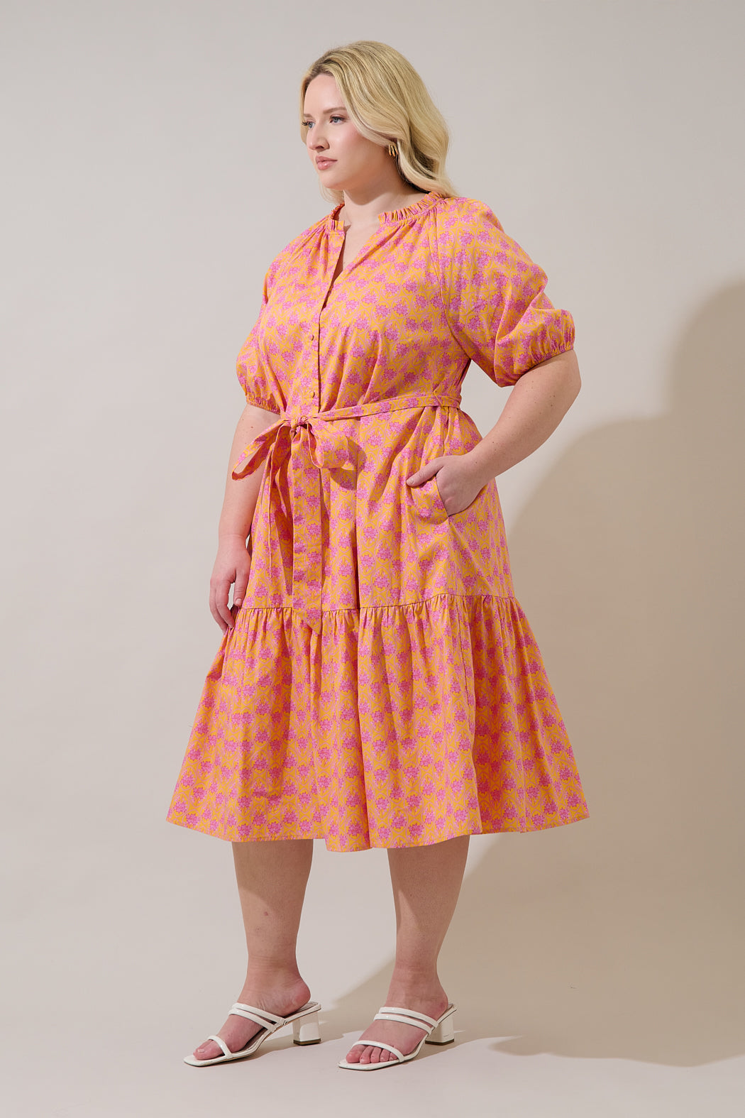 Wynette Tiered Midi Dress Drift Floral Curve