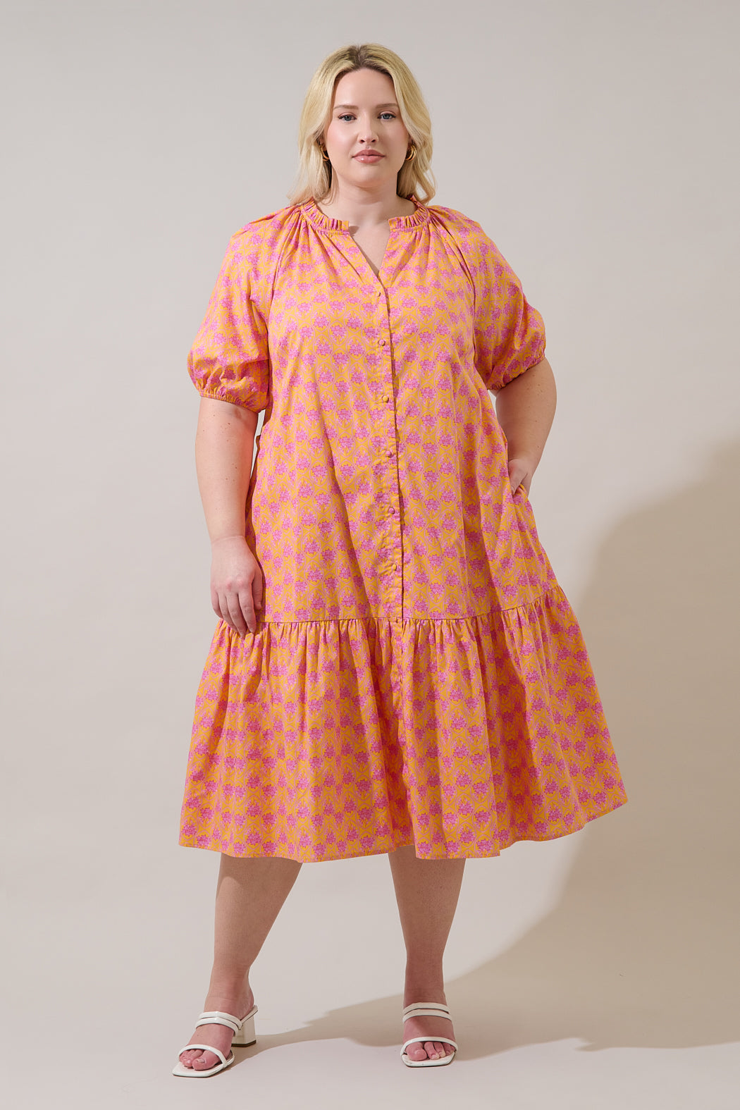 Wynette Tiered Midi Dress Drift Floral Curve