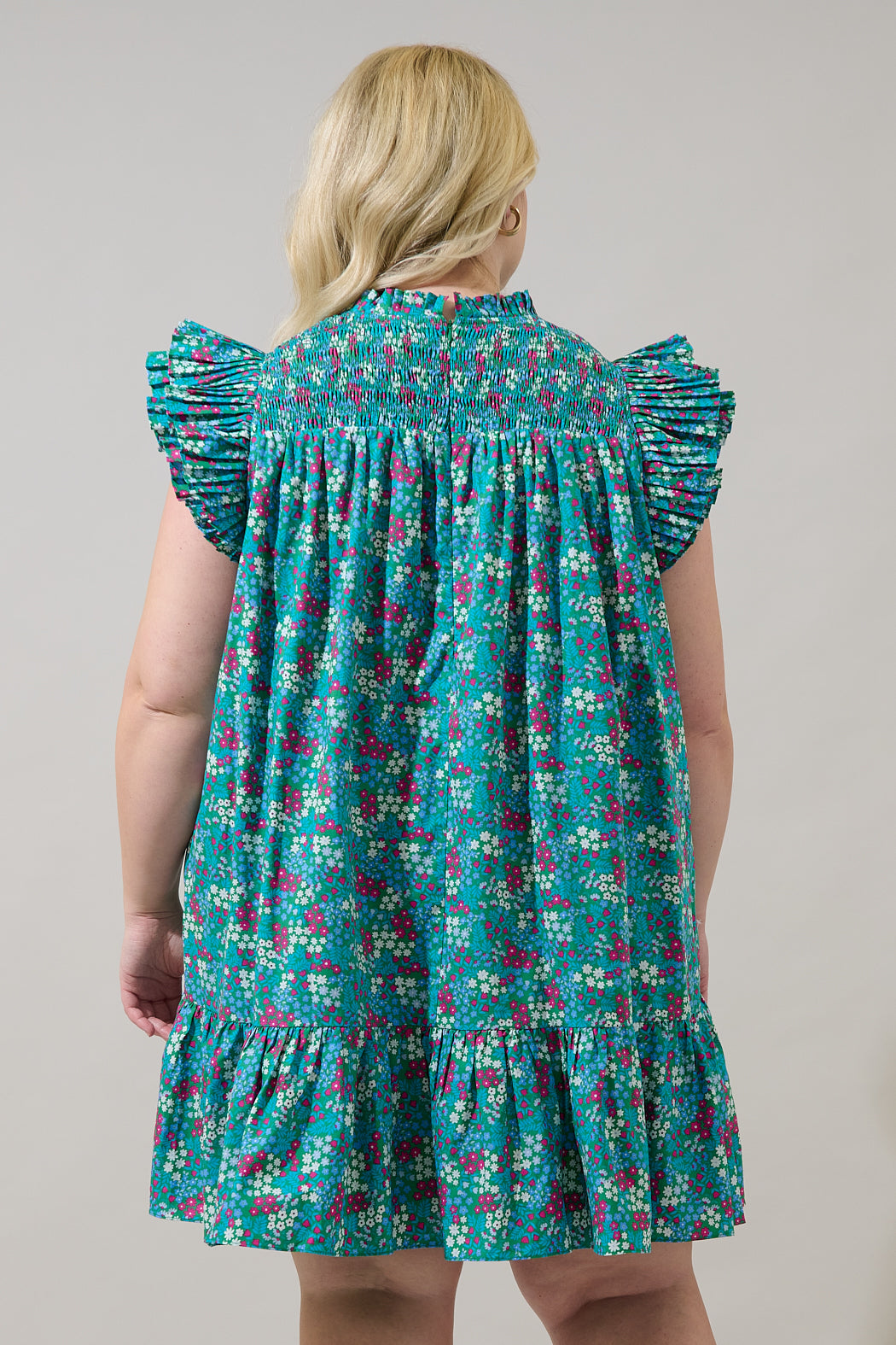 Karela Blossom Rhona Smocked Mini Dress Curve