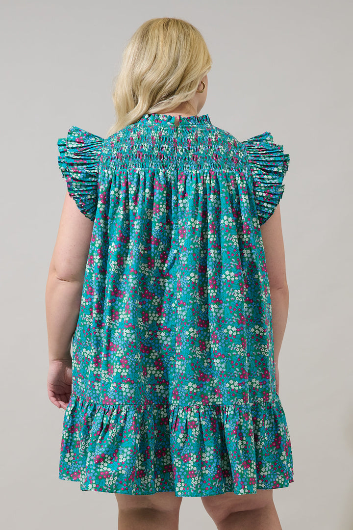 Karela Blossom Rhona Smocked Mini Dress Curve