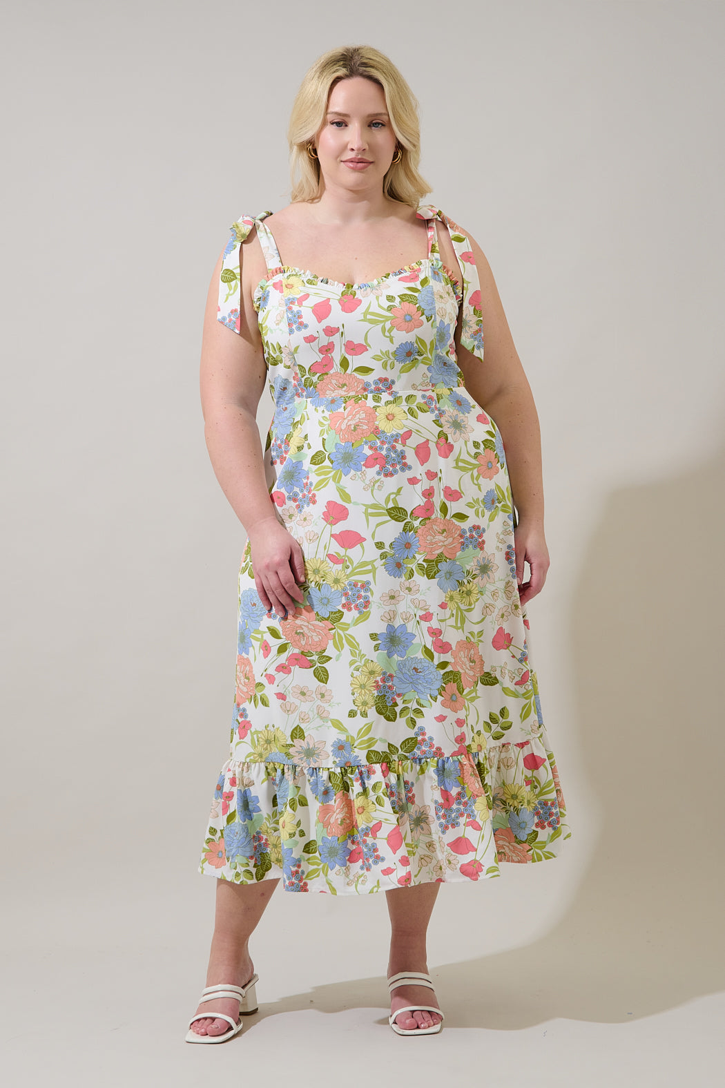 Baker Tie Strap Midi Dress Esther Floral Curve