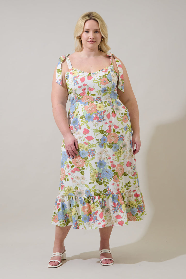 Baker Tie Strap Midi Dress Esther Floral Curve