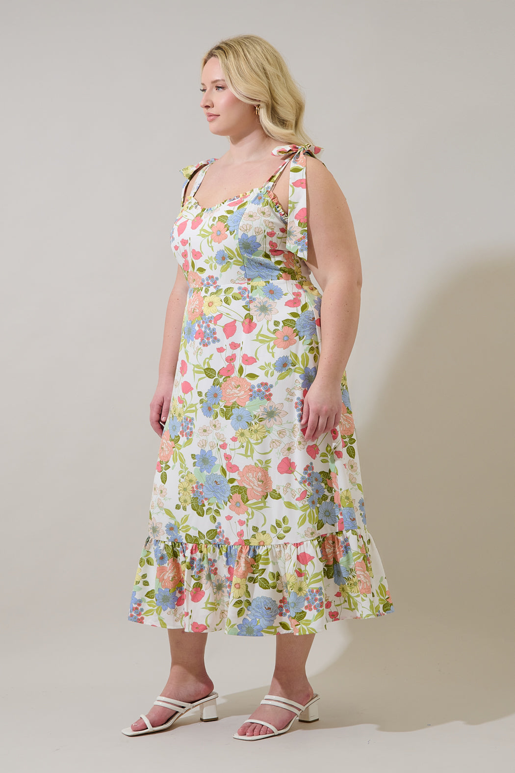 Baker Tie Strap Midi Dress Esther Floral Curve