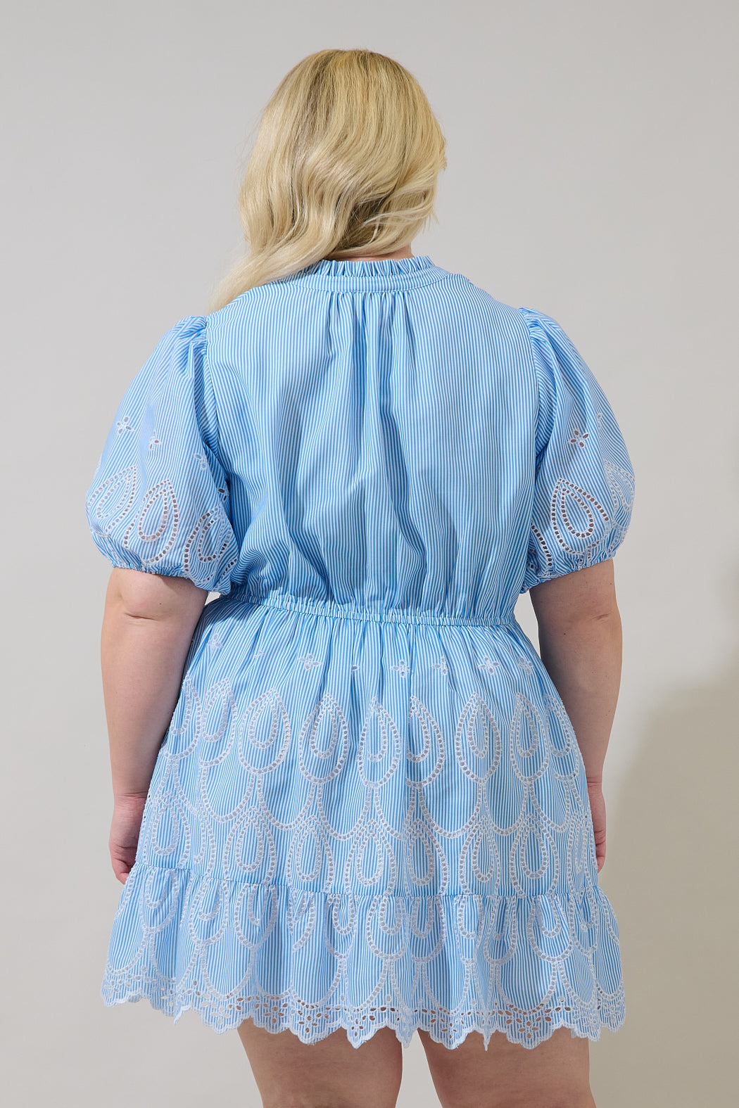 Geyser Striped Eyelet Marissa Mini Dress Curve
