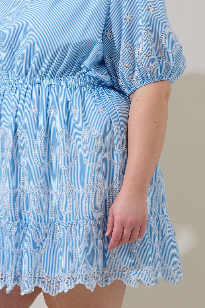 Geyser Striped Eyelet Marissa Mini Dress Curve