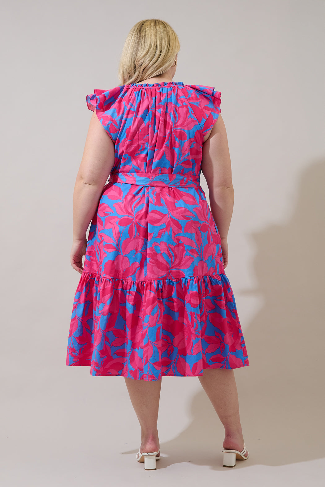 Charlotte Button Midi Dress Meira Floral Curve