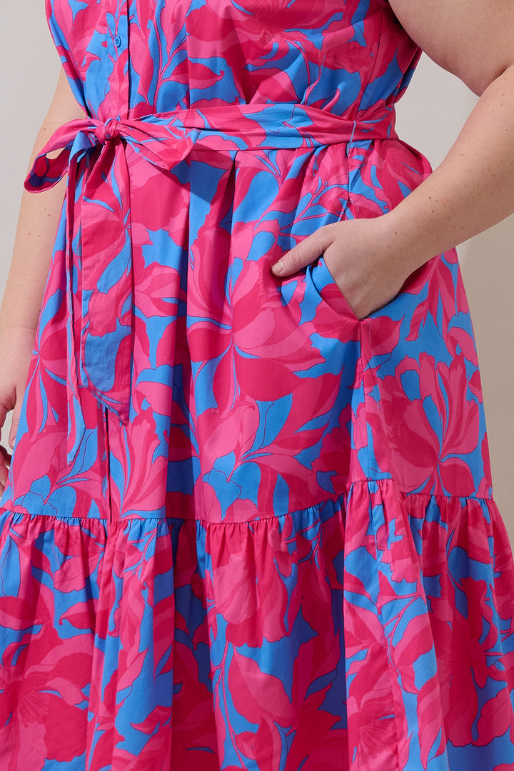 Charlotte Button Midi Dress Meira Floral Curve