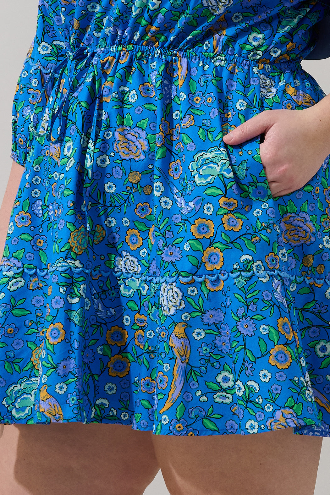 Dabria Split Neck Mini Dress Heidy Floral Curve