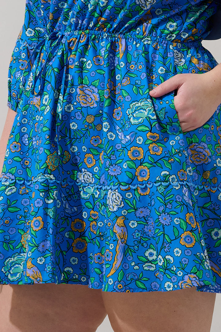 Dabria Split Neck Mini Dress Heidy Floral Curve