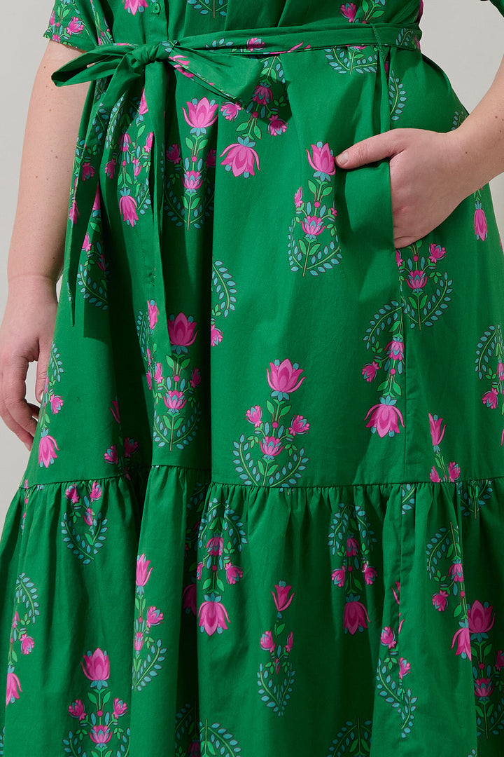 Giles Button Up Midi Dress Saura Floral Curve
