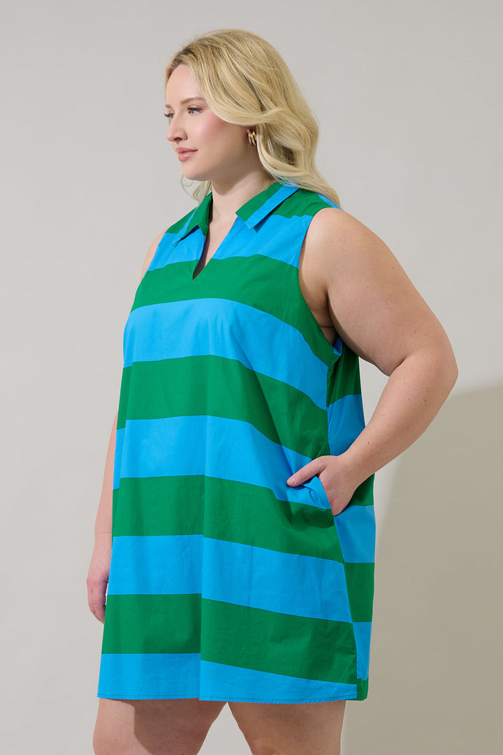 Lexya Collared Shift Mini Dress Valdy Stripe Curve