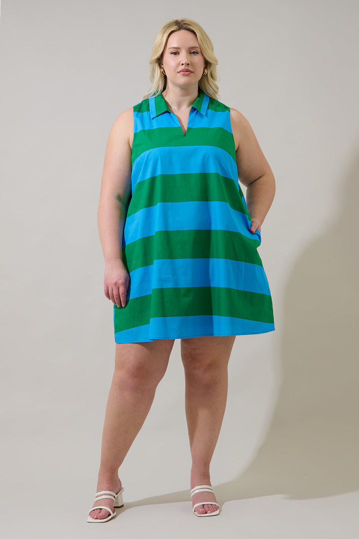 Lexya Collared Shift Mini Dress Valdy Stripe Curve