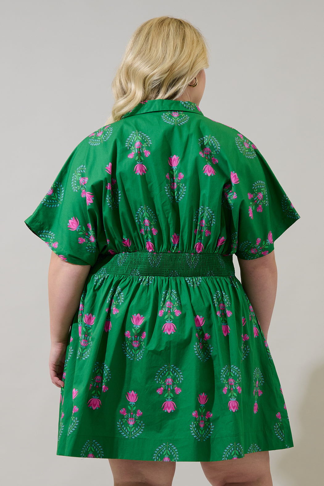 Alix Button Down Mini Dress Saura Floral Curve