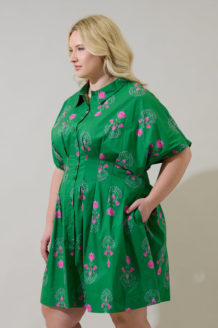 Alix Button Down Mini Dress Saura Floral Curve