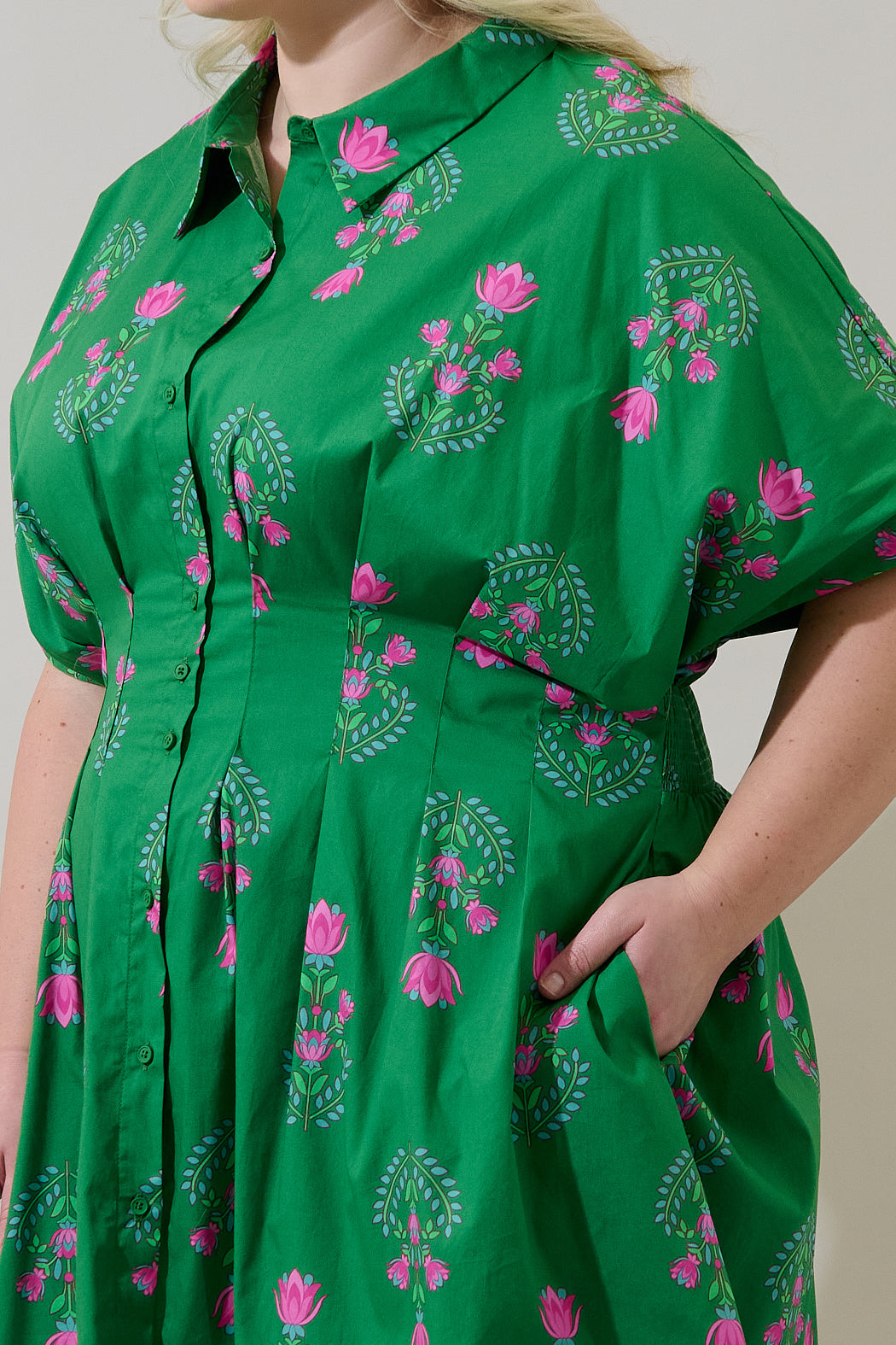Alix Button Down Mini Dress Saura Floral Curve
