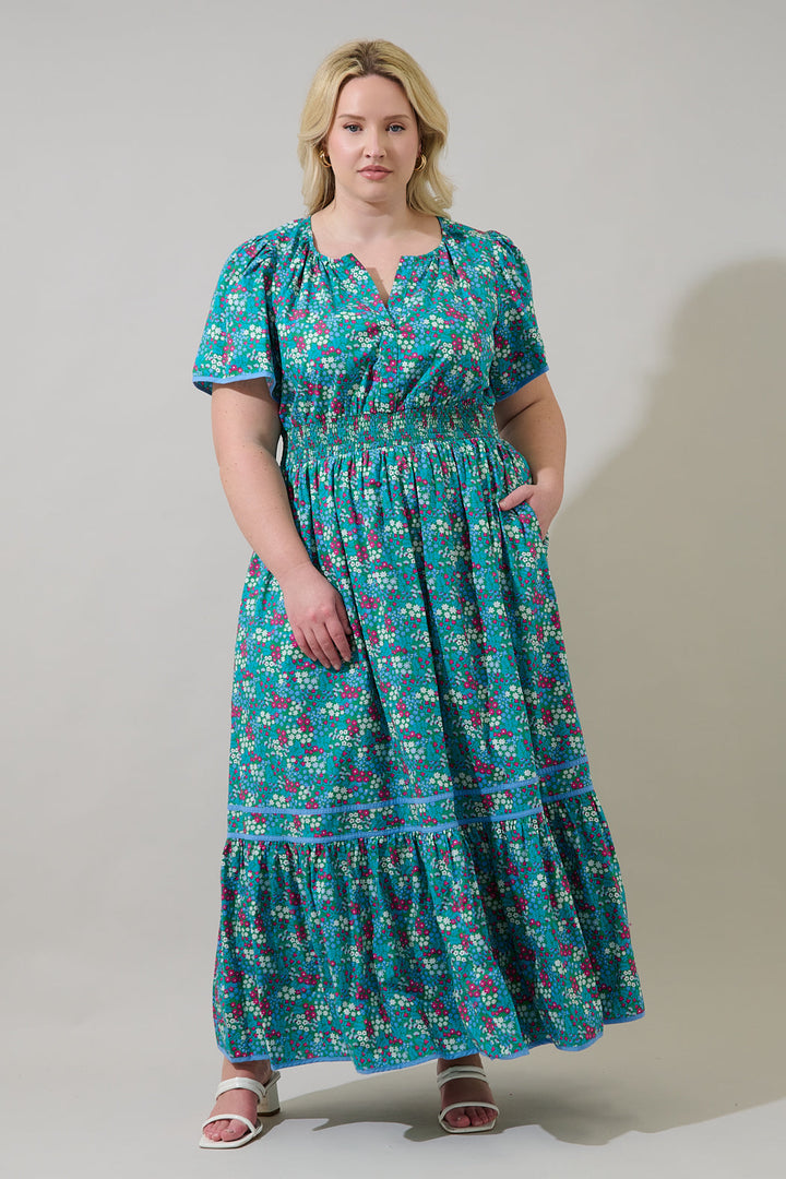 Karela Blossom Ordy Smocked Midi Dress Curve