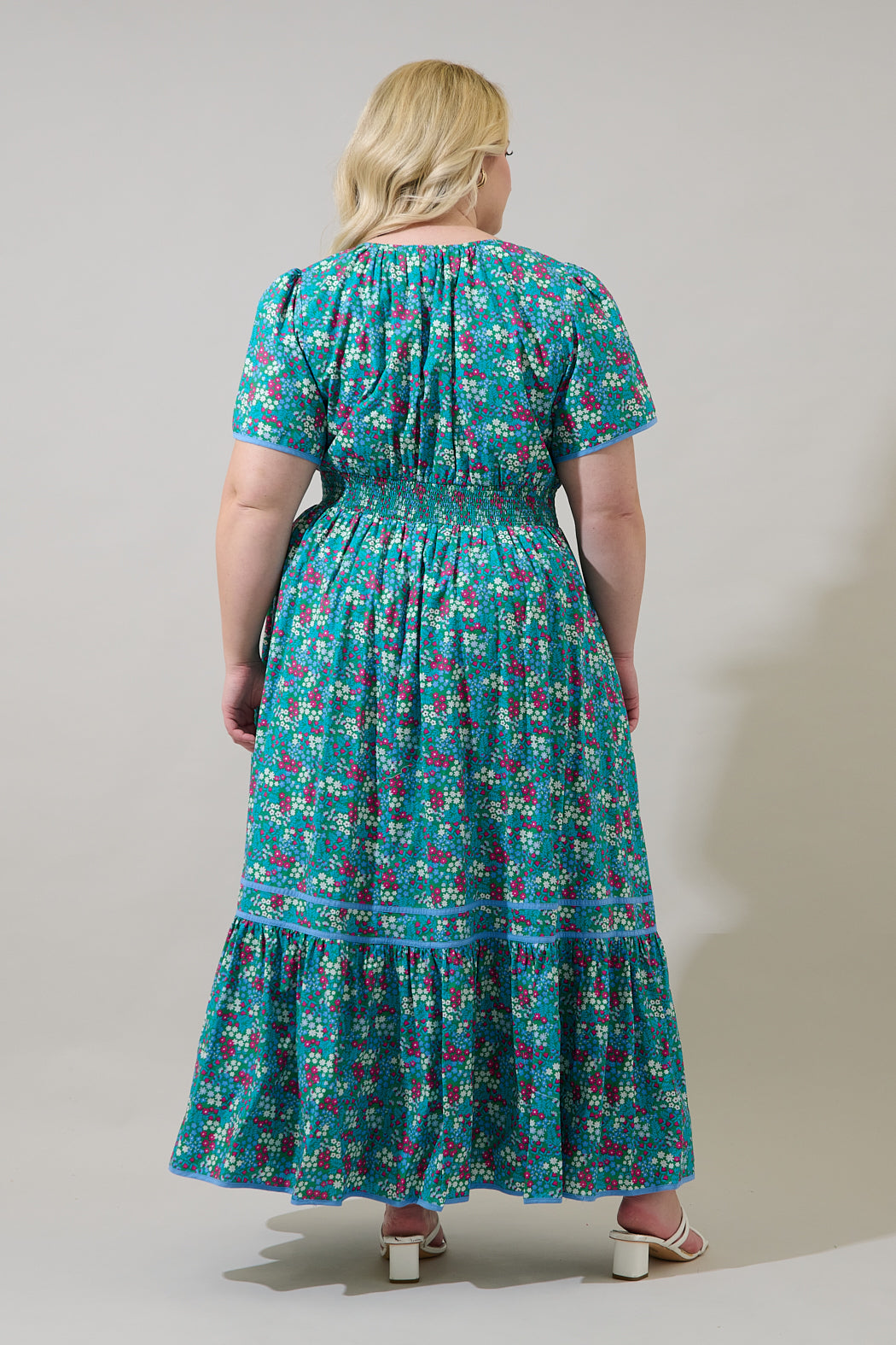 Karela Blossom Ordy Smocked Midi Dress Curve