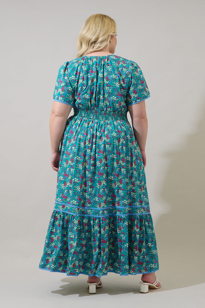 Karela Blossom Ordy Smocked Midi Dress Curve