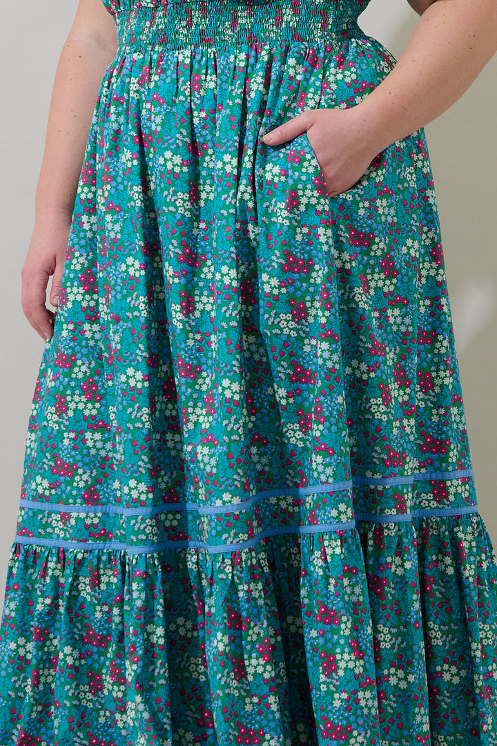 Karela Blossom Ordy Smocked Midi Dress Curve