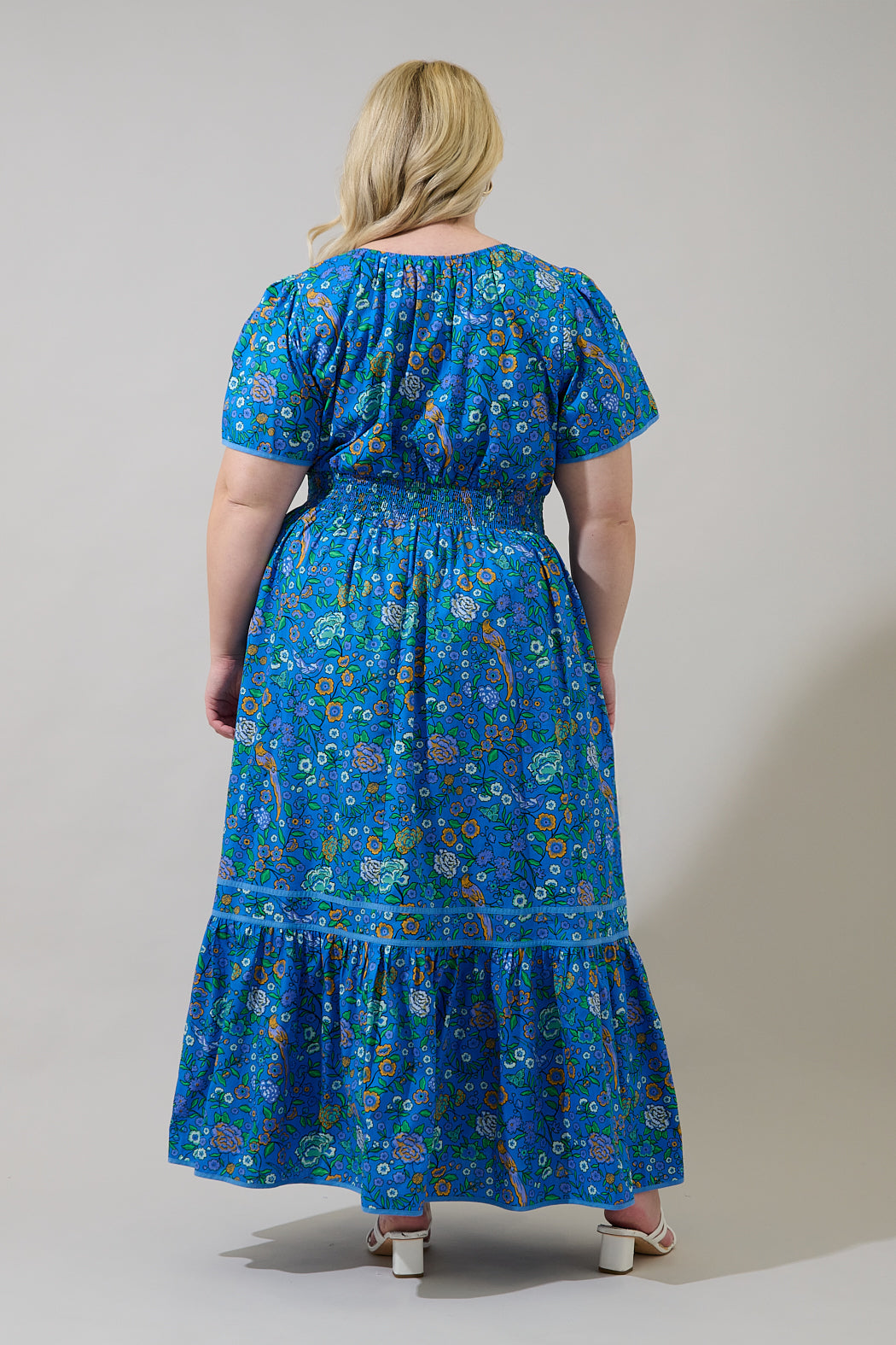 Ordy Smocked Midi Dress Heidy Floral Curve