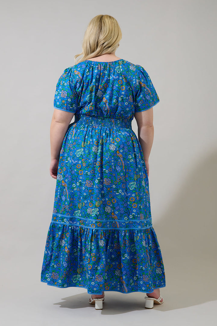Ordy Smocked Midi Dress Heidy Floral Curve